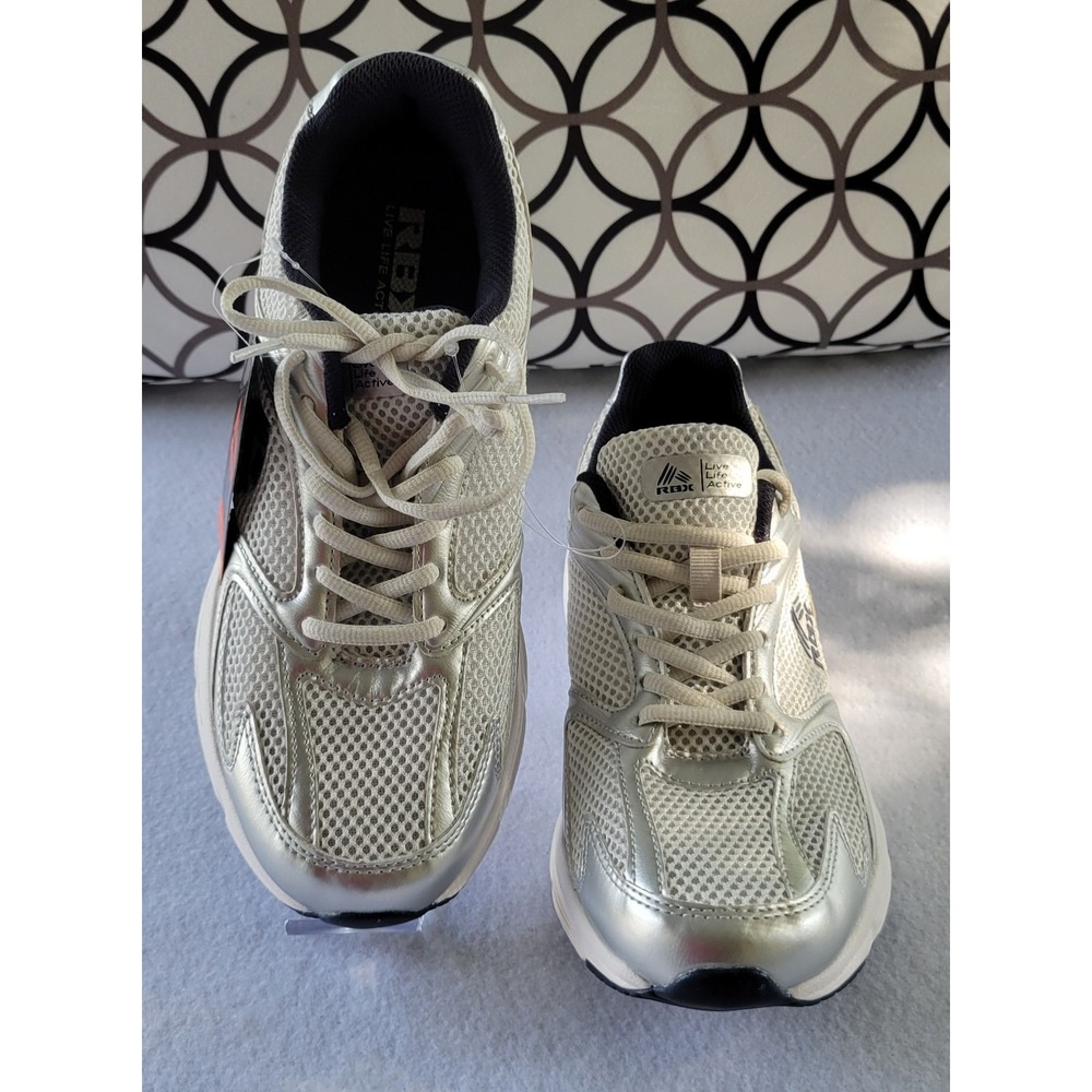 RBX Silver & White 'Live Life Active Sneakers‎ Size 10 Brand New